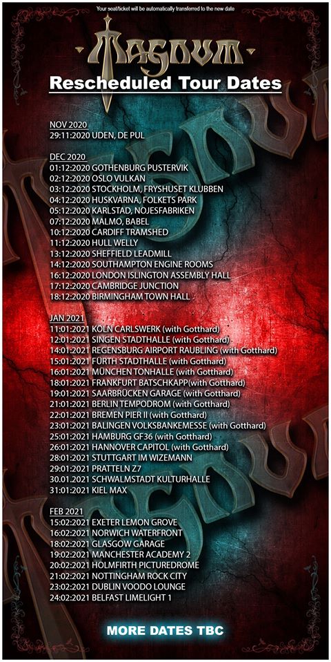 Rescheduled Tour Dates (more dates TBC)